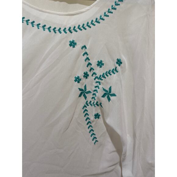 Ariat Women's White Sheer Kimono Overlay Blouse size large boho - Picture 4 of 6